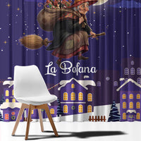 Italy Christmas Window Curtain La Befana Flying Over Winter Night - Wonder Print Shop