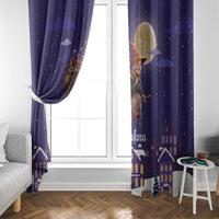 Italy Christmas Window Curtain La Befana Flying Over Winter Night - Wonder Print Shop
