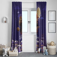 Italy Christmas Window Curtain La Befana Flying Over Winter Night - Wonder Print Shop