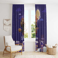 Italy Christmas Window Curtain La Befana Flying Over Winter Night - Wonder Print Shop