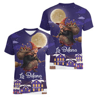 Italy Christmas Women V-Neck T-Shirt La Befana Flying Over Winter Night - Wonder Print Shop