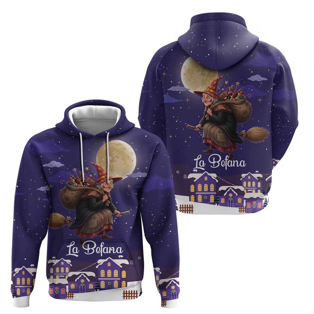 Italy Christmas Zip Hoodie La Befana Flying Over Winter Night - Wonder Print Shop