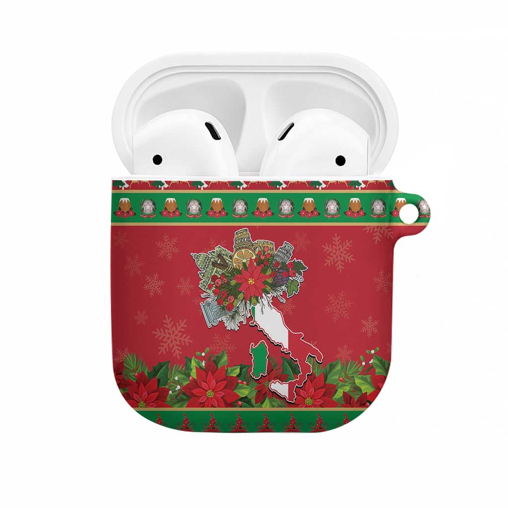 Italy Christmas AirPods Case Italian Map Poinsettia - Wonder Print Shop