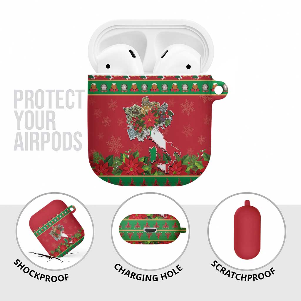 Italy Christmas AirPods Case Italian Map Poinsettia - Wonder Print Shop