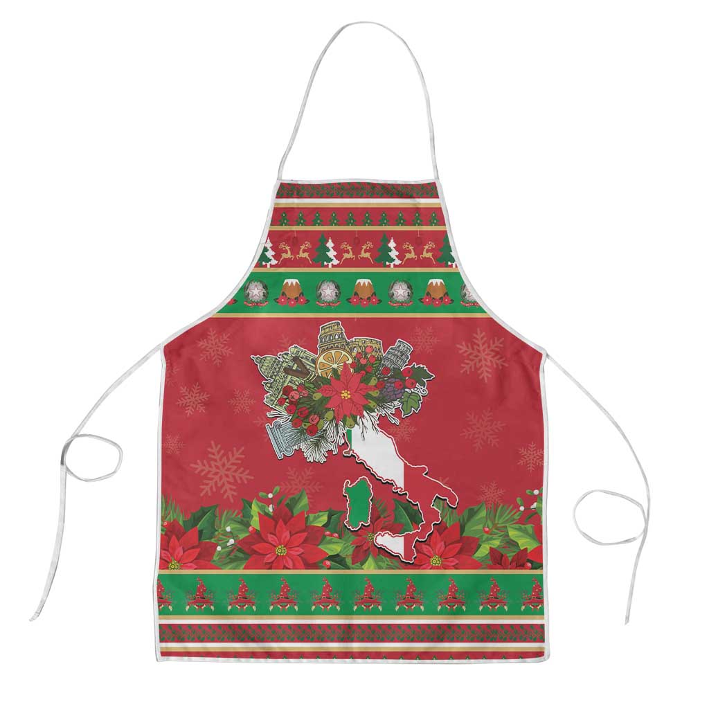 Italy Christmas Apron Italian Map Poinsettia - Wonder Print Shop