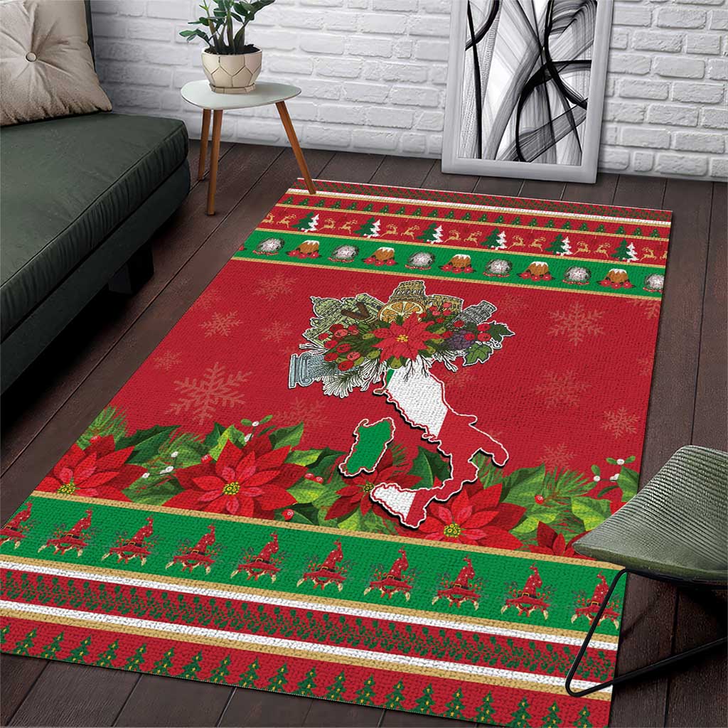Italy Christmas Area Rug Italian Map Poinsettia - Wonder Print Shop