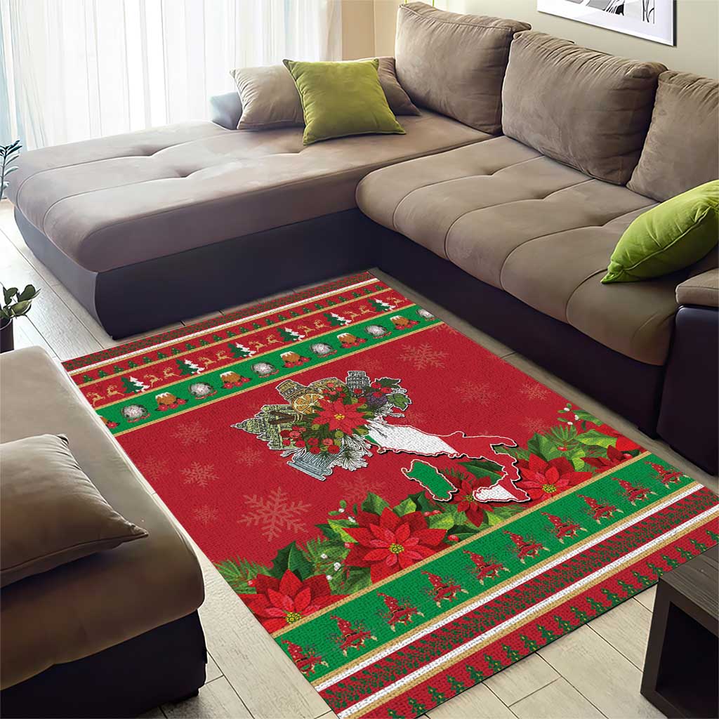 Italy Christmas Area Rug Italian Map Poinsettia - Wonder Print Shop