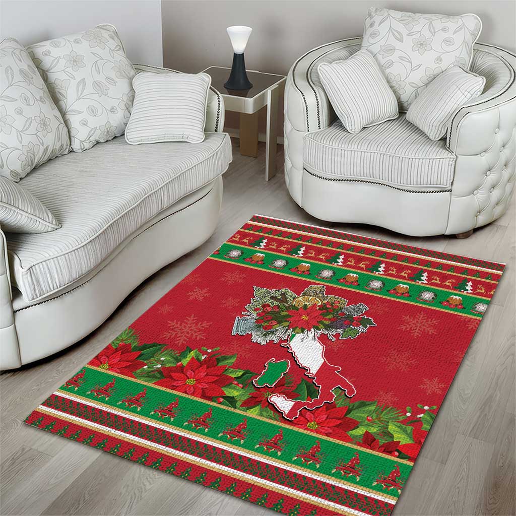 Italy Christmas Area Rug Italian Map Poinsettia - Wonder Print Shop