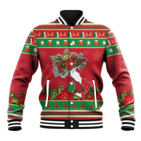 Italy Christmas Baseball Jacket Italian Map Poinsettia - Wonder Print Shop