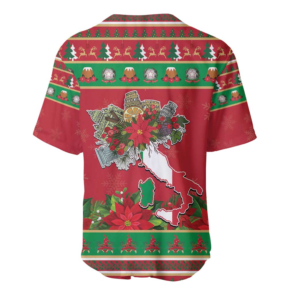 Italy Christmas Baseball Jersey Italian Map Poinsettia - Wonder Print Shop