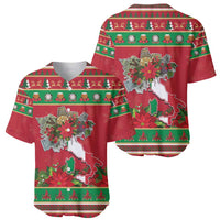 Italy Christmas Baseball Jersey Italian Map Poinsettia - Wonder Print Shop