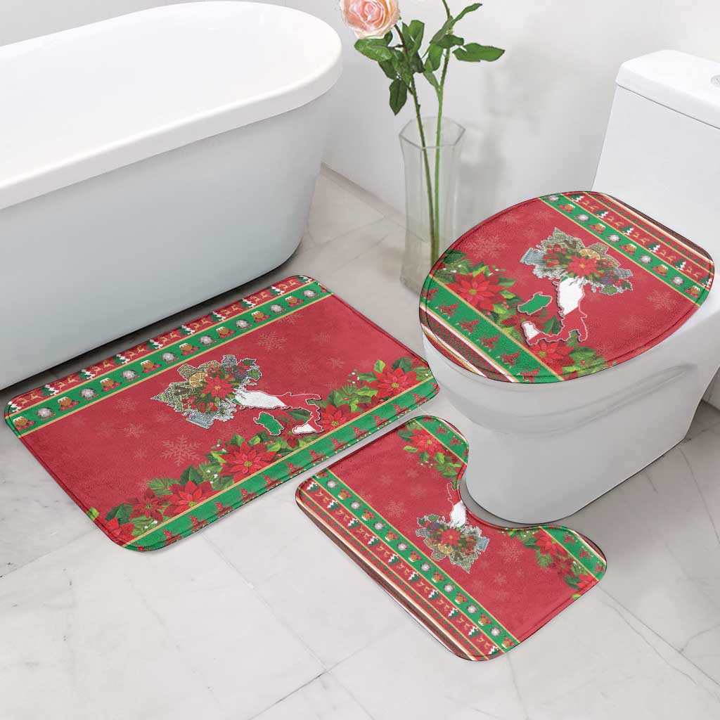 Italy Christmas Bathroom Set Italian Map Poinsettia - Wonder Print Shop
