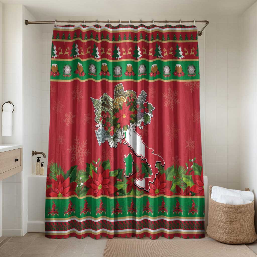 Italy Christmas Bathroom Set Italian Map Poinsettia - Wonder Print Shop