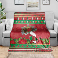 Italy Christmas Blanket Italian Map Poinsettia - Wonder Print Shop