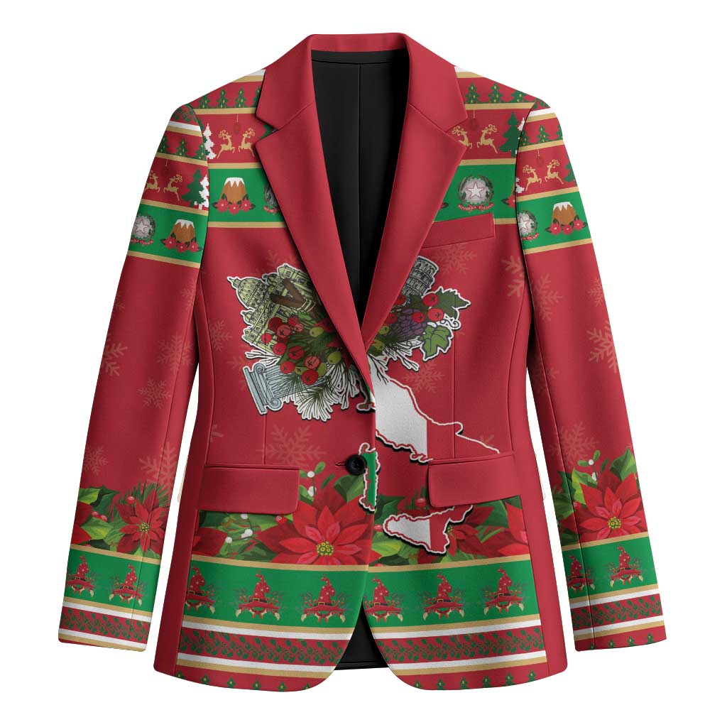 Italy Christmas Blazer Italian Map Poinsettia - Wonder Print Shop