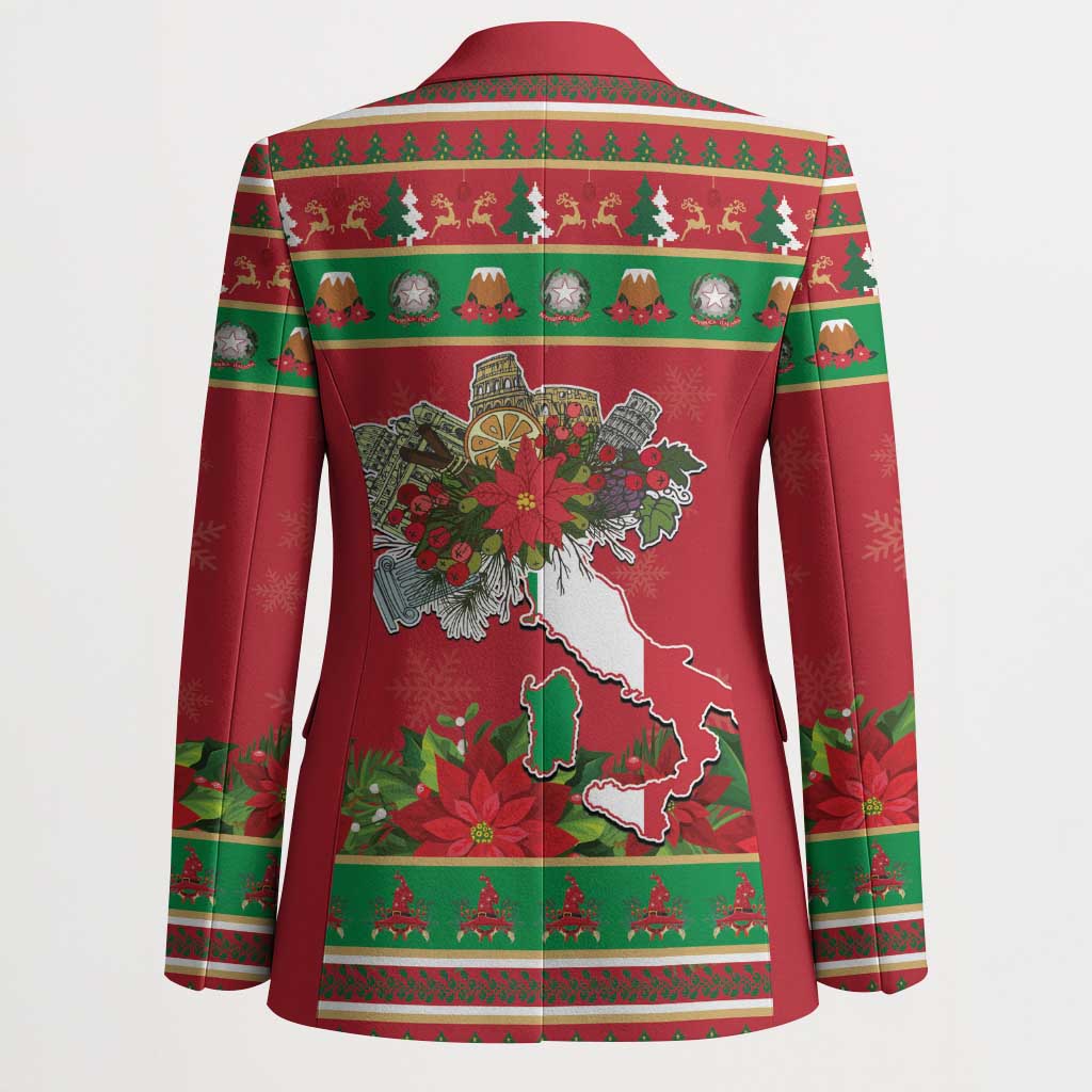 Italy Christmas Blazer Italian Map Poinsettia - Wonder Print Shop