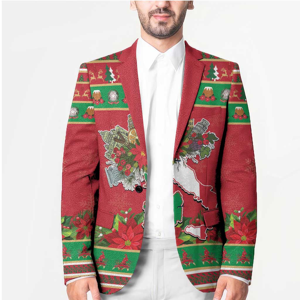 Italy Christmas Blazer Italian Map Poinsettia - Wonder Print Shop