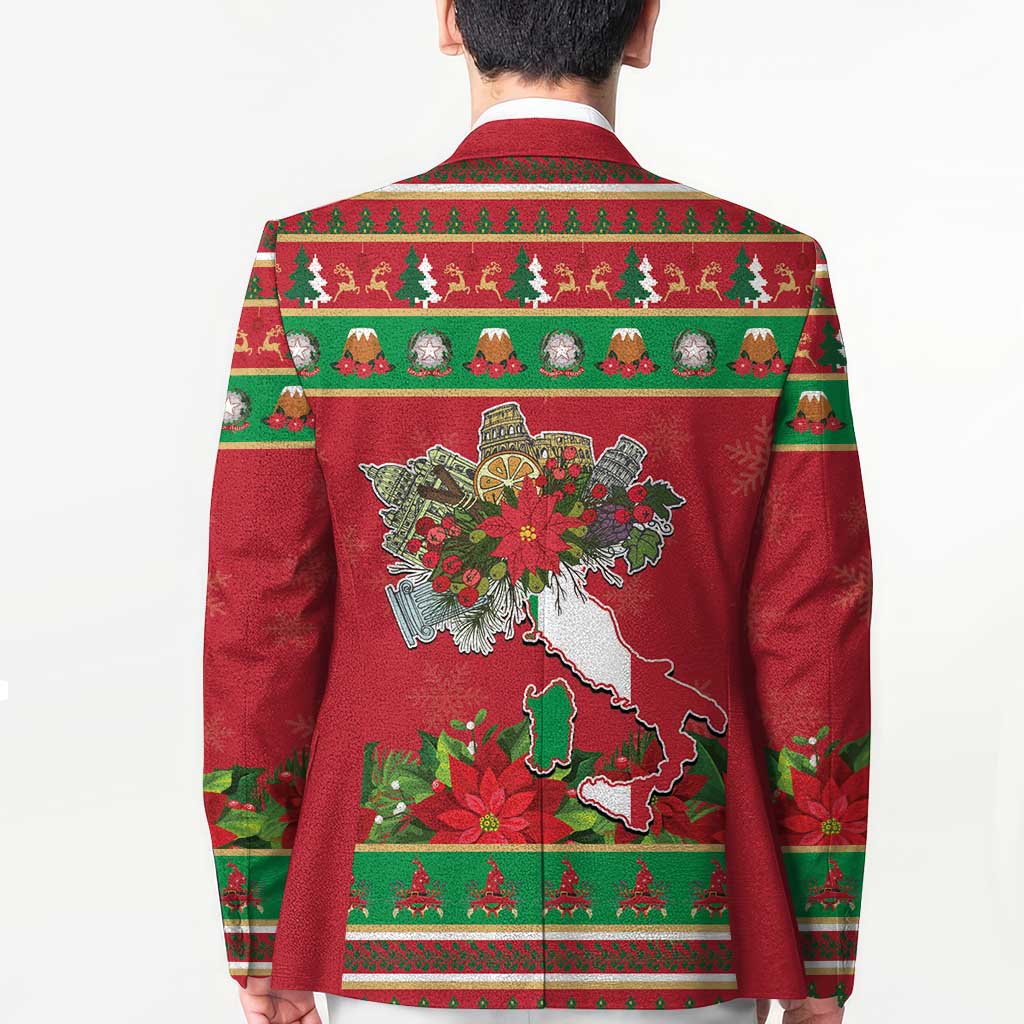 Italy Christmas Blazer Italian Map Poinsettia - Wonder Print Shop