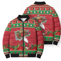 Italy Christmas Bomber Puffer Jacket Italian Map Poinsettia - Wonder Print Shop