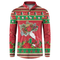 Italy Christmas Button Sweatshirt Italian Map Poinsettia - Wonder Print Shop