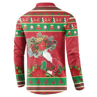 Italy Christmas Button Sweatshirt Italian Map Poinsettia - Wonder Print Shop