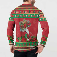 Italy Christmas Button Sweatshirt Italian Map Poinsettia - Wonder Print Shop