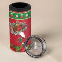 Italy Christmas 4 in 1 Can Cooler Tumbler Italian Map Poinsettia - Wonder Print Shop