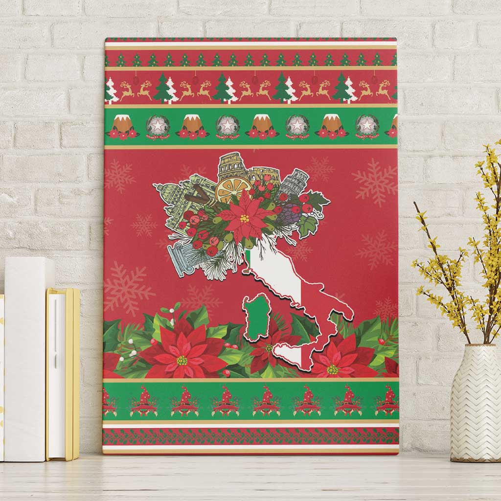 Italy Christmas Canvas Wall Art Italian Map Poinsettia - Wonder Print Shop