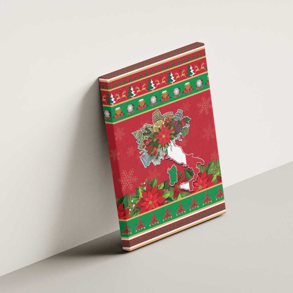 Italy Christmas Canvas Wall Art Italian Map Poinsettia - Wonder Print Shop