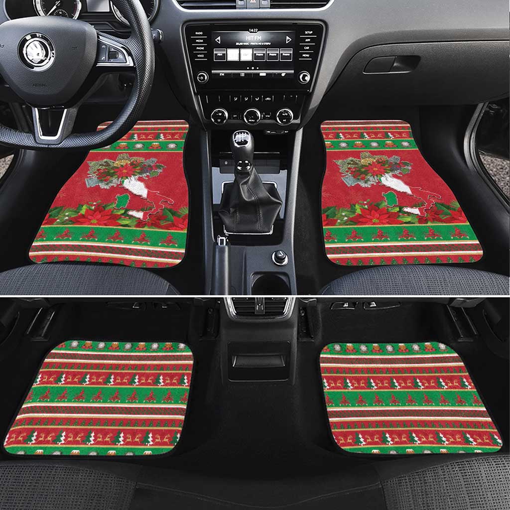 Italy Christmas Car Mats Italian Map Poinsettia - Wonder Print Shop