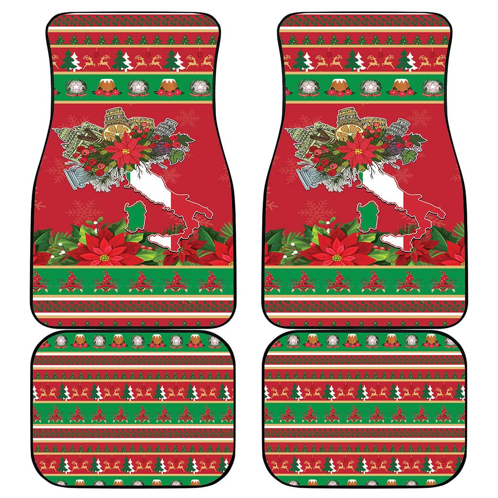 Italy Christmas Car Mats Italian Map Poinsettia - Wonder Print Shop
