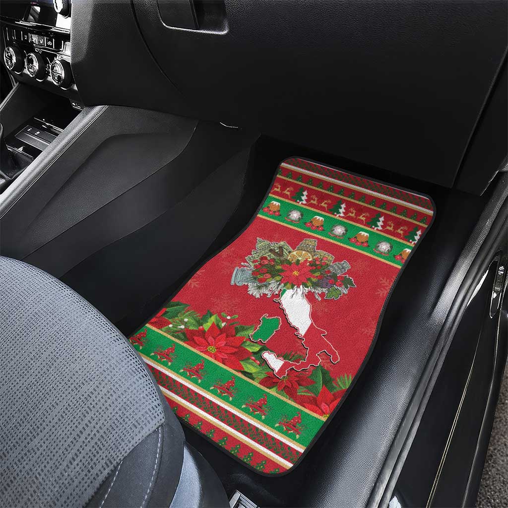 Italy Christmas Car Mats Italian Map Poinsettia - Wonder Print Shop