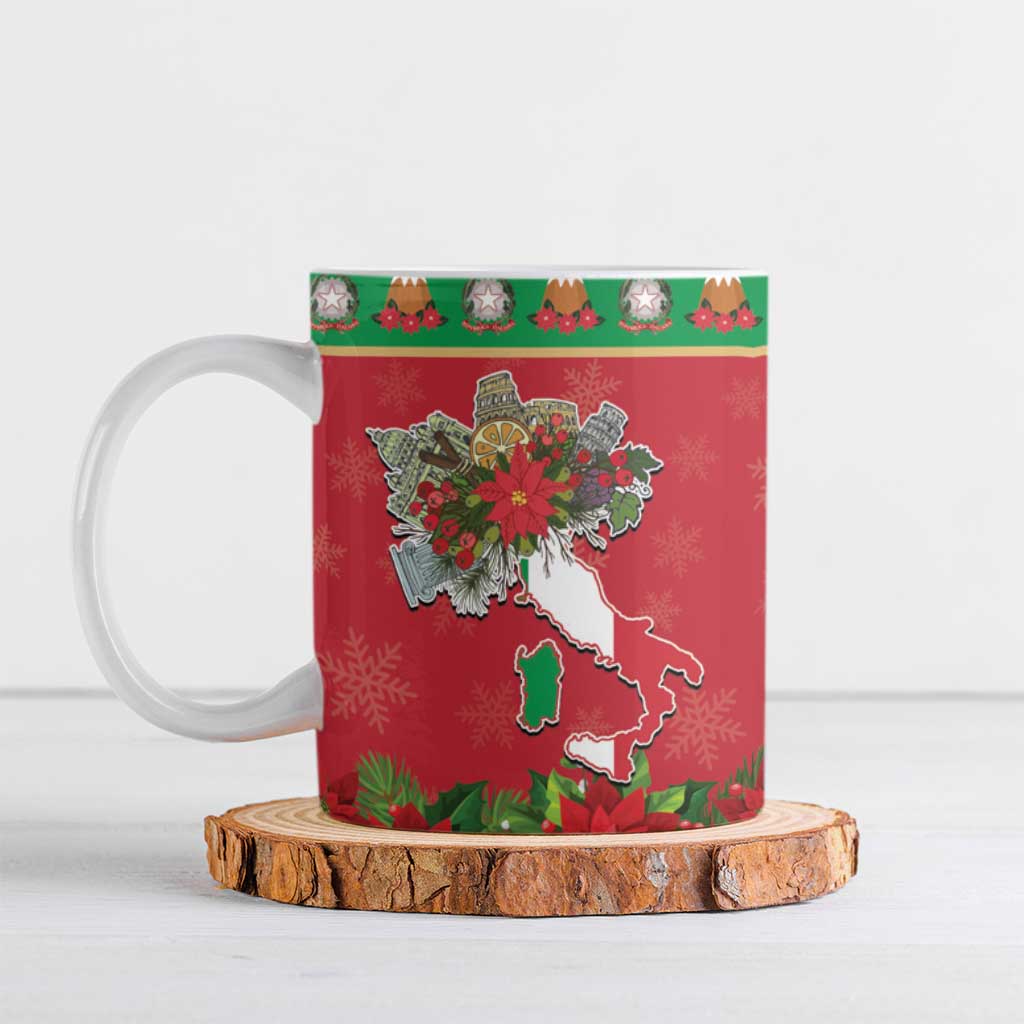 Italy Christmas Ceramic Mug Italian Map Poinsettia - Wonder Print Shop