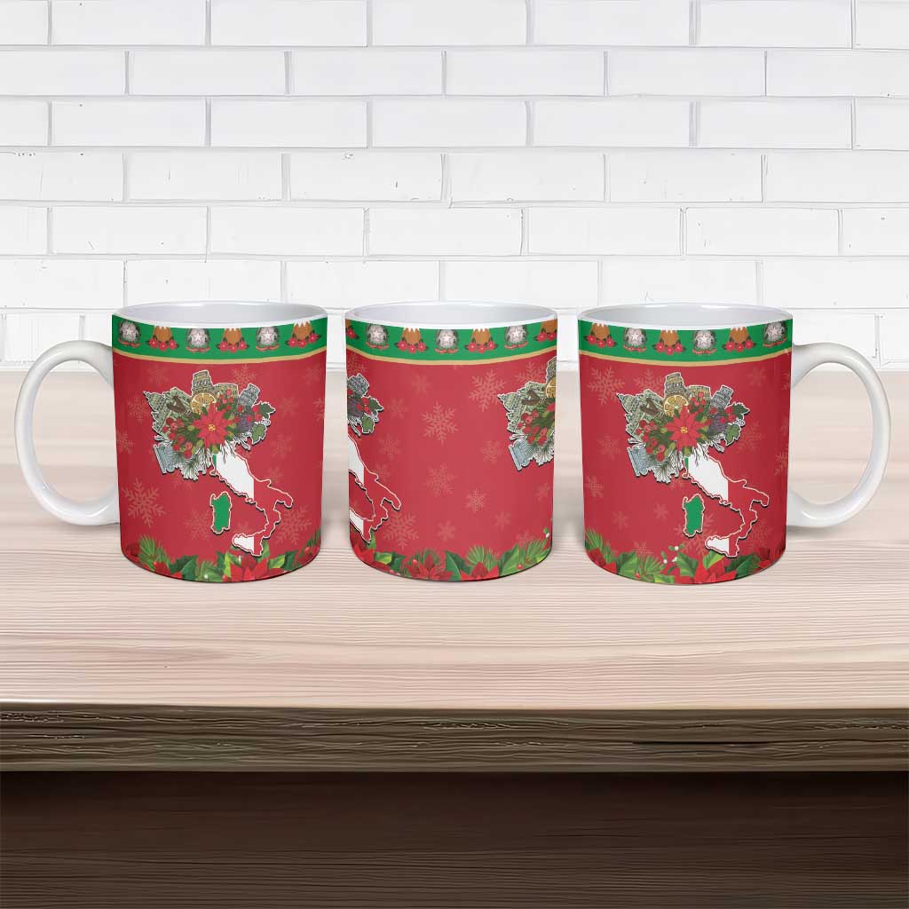 Italy Christmas Ceramic Mug Italian Map Poinsettia - Wonder Print Shop