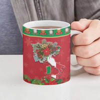 Italy Christmas Ceramic Mug Italian Map Poinsettia - Wonder Print Shop