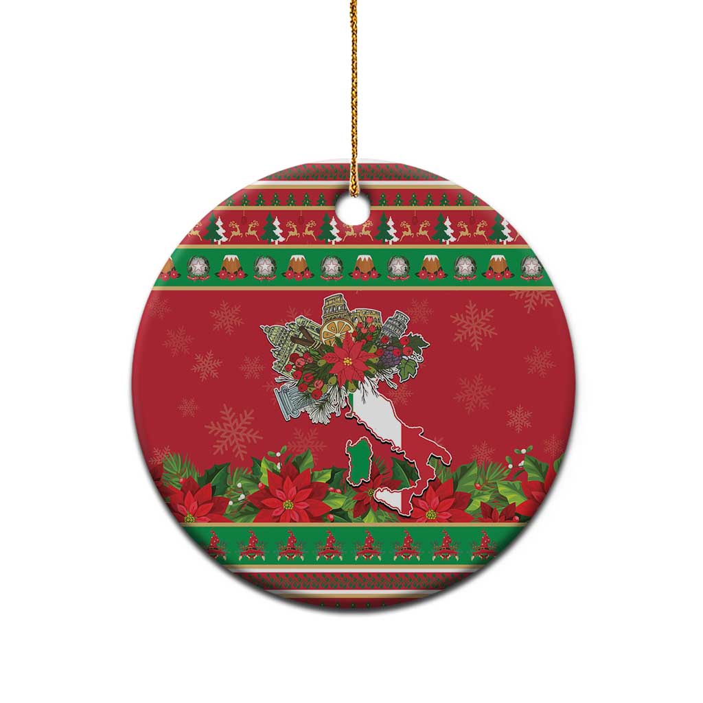 Italy Christmas Ceramic Ornament Italian Map Poinsettia - Wonder Print Shop