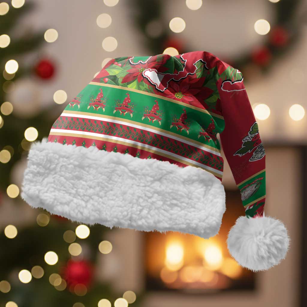 Italy Christmas Santa Hat Italian Map Poinsettia - Wonder Print Shop