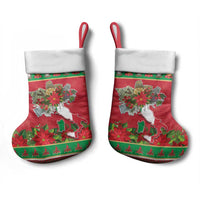 Italy Christmas Stocking Italian Map Poinsettia - Wonder Print Shop