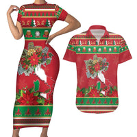 Italy Christmas Couples Matching Short Sleeve Bodycon Dress and Hawaiian Shirt Italian Map Poinsettia - Wonder Print Shop
