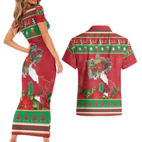 Italy Christmas Couples Matching Short Sleeve Bodycon Dress and Hawaiian Shirt Italian Map Poinsettia - Wonder Print Shop