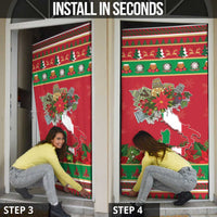 Italy Christmas Door Cover Italian Map Poinsettia - Wonder Print Shop