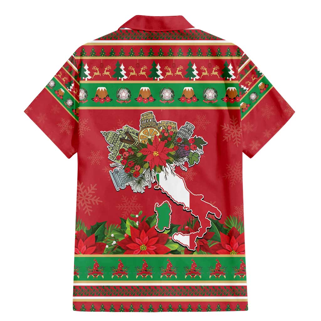 Italy Christmas Family Matching Mermaid Dress and Hawaiian Shirt Italian Map Poinsettia - Wonder Print Shop
