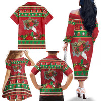 Italy Christmas Family Matching Off The Shoulder Long Sleeve Dress and Hawaiian Shirt Italian Map Poinsettia - Wonder Print Shop