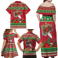 Italy Christmas Family Matching Off Shoulder Maxi Dress and Hawaiian Shirt Italian Map Poinsettia - Wonder Print Shop