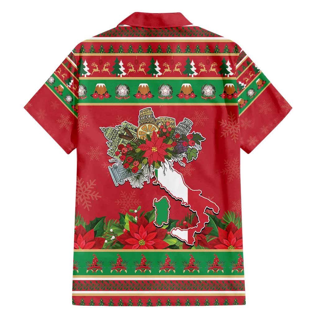 Italy Christmas Family Matching Off Shoulder Maxi Dress and Hawaiian Shirt Italian Map Poinsettia - Wonder Print Shop