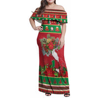 Italy Christmas Family Matching Off Shoulder Maxi Dress and Hawaiian Shirt Italian Map Poinsettia - Wonder Print Shop
