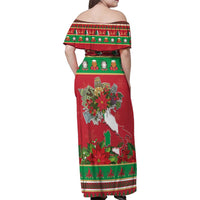 Italy Christmas Family Matching Off Shoulder Maxi Dress and Hawaiian Shirt Italian Map Poinsettia - Wonder Print Shop