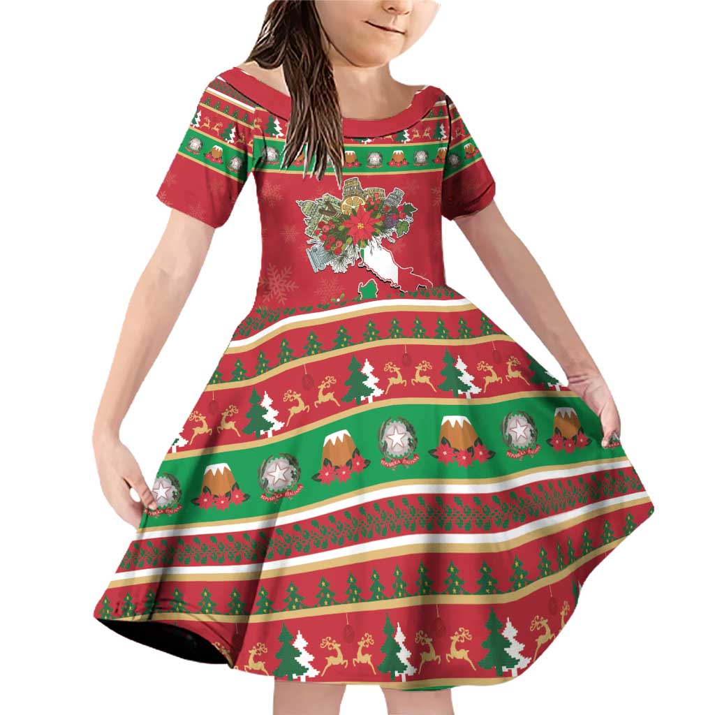 Italy Christmas Family Matching Off Shoulder Short Dress and Hawaiian Shirt Italian Map Poinsettia - Wonder Print Shop