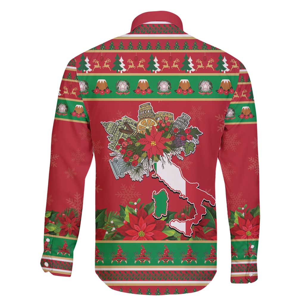 Italy Christmas Family Matching Puletasi and Hawaiian Shirt Italian Map Poinsettia - Wonder Print Shop
