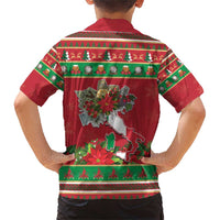 Italy Christmas Family Matching Short Sleeve Bodycon Dress and Hawaiian Shirt Italian Map Poinsettia - Wonder Print Shop